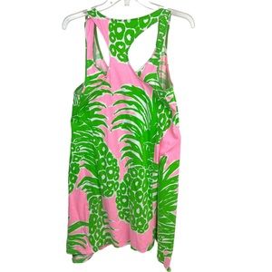 LILLY PULITZER Small Pink Green Beach Sun Dress Racerback 100% Pima Cotton